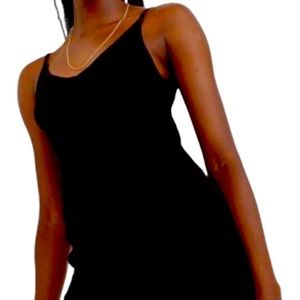 H&M Basics Black Fitted Fine Ribbed Tank Top, Size XS
